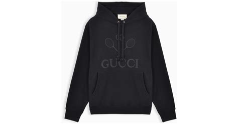 gucci black hoodie tennis|Gucci trim tan hoodie.